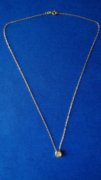 vergoldete silberkette mit weißem zirkonia-anhänger-ankerkette 45 cm