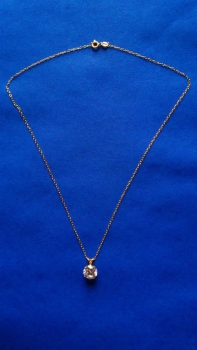 vergoldete silberkette mit weißem 10 mm zirkonia-anhänger-ankerkette 45 cm