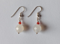 Preview: silver earrings-ear wires with agate and carnelian beads-the colour is white and red