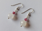 Preview: silver earrings-ear wires with agate and tourmaline beads-the colour is white and pink-