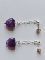 Preview: silver earrings-ear studs with amethyst heart and chain--
