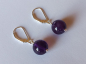 Preview: silver earrings-leverbacks with purple amethyst beads--