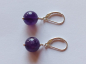Preview: silver earrings-leverbacks with purple amethyst beads-