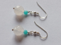 Preview: silver earrings-ear wires with agate and amazonite beads-the colour is white and turquoise-