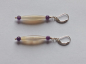 Preview: silver earrings-leverbacks withamethyst beads and agate tubes-the colours are white and purple-