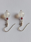 Preview: silver earrings-ear wires with agate and garnet beads-the colour is white and red----