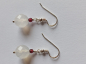 Preview: silver earrings-ear wires with agate and garnet beads-the colour is white and red--