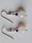 Preview: silver earrings-ear wires with agate and lapislazuli beads-the colour is white and blue---