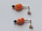 Preview: silver earrings-ear studs with agate and onyx beads-red-black colour--