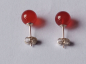 Preview: silver earrings-ear-studs with red agate balls-8 mm---