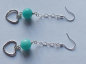 Preview: silver earrings-ear wires with turquoise amazonite beads and heart with chain-