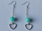 Preview: silver earrings-ear wires with turquoise amazonite beads and heart with chain
