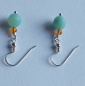 Preview: silver earrings-ear wires with amazonite and carnelian beads-the colour is turquoise and red---
