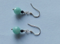 Preview: silver earrings-ear wires with amazonite and onyx beads-the colour is turquoise and black-