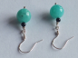 Preview: silver earrings-ear wires with amazonite and onyx beads-the colour is turquoise and black---