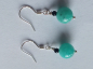 Preview: silver earrings-ear wires with amazonite and onyx beads-the colour is turquoise and black--
