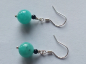 Preview: silver earrings-ear wires with amazonite and onyx beads-the colour is turquoise and black-