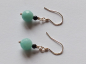 Preview: silver earrings-ear wires with amazonite and onyx beads-the colour is turquoise and black--