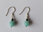 Preview: silver earrings-ear wires with amazonite and onyx beads-the colour is turquoise and black