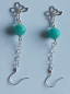 Preview: silver earrings-ear wires with turquoise amazonite beads and butterfly with chain---