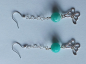 Preview: silver earrings-ear wires with turquoise amazonite beads and butterfly with chain--