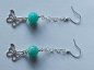 Preview: silver earrings-ear wires with turquoise amazonite beads and butterfly with chain-