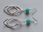 Preview: silver earrings-ear wires with turquoise amazonite beads and leaves-
