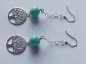Preview: silver earrings-ear wires with turquoise amazonite beads and tree of life with chain-