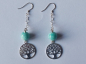 Preview: silver earrings-ear wires with turquoise amazonite beads and tree of life with chain