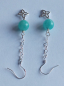 Preview: silver earrings-ear wires with turquoise amazonite beads and flower with chain---
