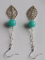 Preview: silver earrings-ear wires with turquoise amazonite beads and leaves with chain---