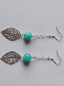 Preview: silver earrings-ear wires with turquoise amazonite beads and leaves with chain-