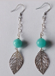 Preview: silver earrings-ear wires with turquoise amazonite beads and leaves with chain