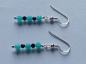 Preview: silver earrings-ear wires with amazonite and tourmaline beads-the colour is turquoise and black-