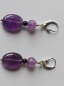 Preview: silver earrings-leverbacks with amethyst and onyx beads-the colours are purple and black-