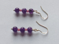 Preview: silver earrings-ear wires with amethyst and tourmaline beads-the colour is purple and black-