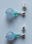 Preview: silver earrings-ear studs with aquamarine and amazonite beads-