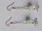 Preview: silver earrings-ear wires with blue aquamarine beads and butterfly with chain--
