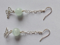 Preview: silver earrings-ear wires with blue aquamarine beads and butterfly with chain-