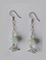 Preview: silver earrings-ear wires with blue aquamarine beads and butterfly with chain