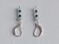Preview: silver earrings-leverbacks with aquamarine and tourmaline beads-the colours are blue and black---