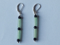 Preview: silver earrings-leverbacks with aventurine tubes and onyx beads-the colours are green and black
