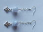 Preview: silver earrings-ear wires with blue chalcedony beads and flower with chain-