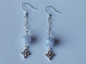 Preview: silver earrings-ear wires with blue chalcedony beads and flower with chain