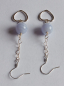 Preview: silver earrings-ear wires with blue chalcedony beads and heart with chain---