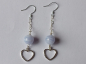 Preview: silver earrings-ear wires with blue chalcedony beads and heart with chain
