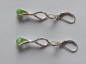 Preview: silver earrings-leverbacks with twist dangles and chrysoprase beads--