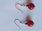 Preview: silver earrings-ear wires with carnelian and onyx beads-the colour is red and black--