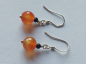 Preview: silver earrings-ear wires with carnelian and onyx beads-the colour is red and black-