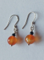 Preview: silver earrings-ear wires with carnelian and onyx beads-the colour is red and black